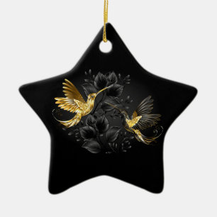 Black and Gold Hummingbird Keramik Ornament