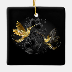 Black and Gold Hummingbird Keramikornament