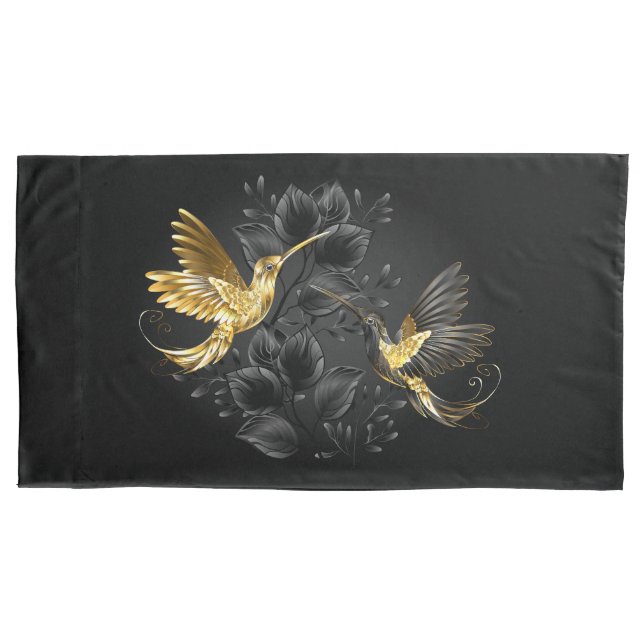 Black and Gold Hummingbird Kissenbezug (Vorderseite)