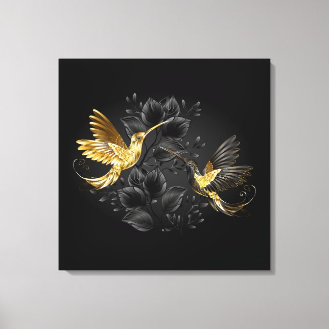 Black and Gold Hummingbird Leinwanddruck (Vorderseite)
