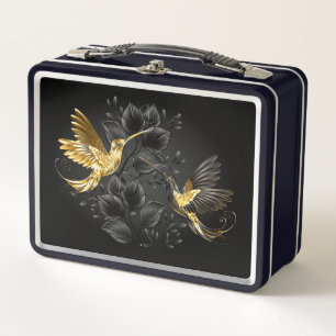 Black and Gold Hummingbird Metall Brotdose