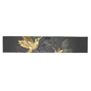 Black and Gold Hummingbird Mittelgroßer Tischläufer