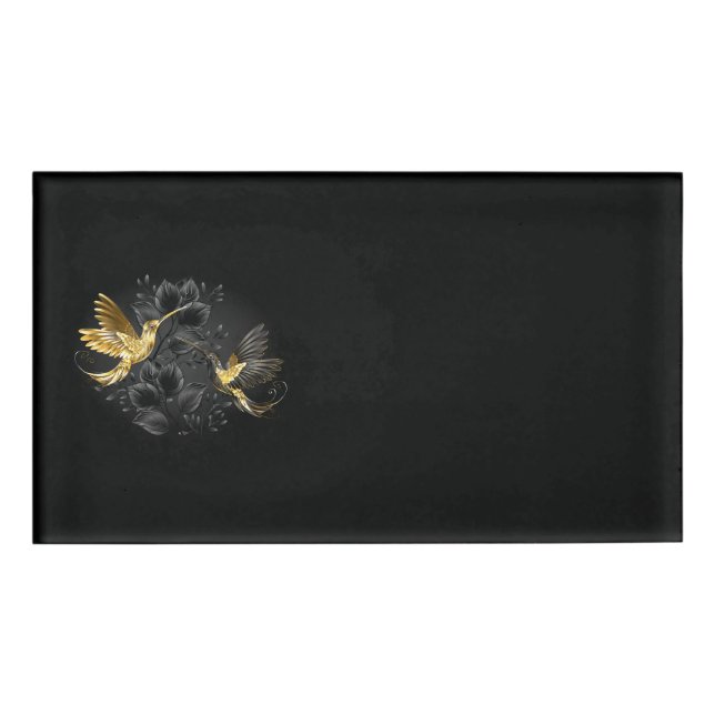 Black and Gold Hummingbird Namenschild (Vorderseite)