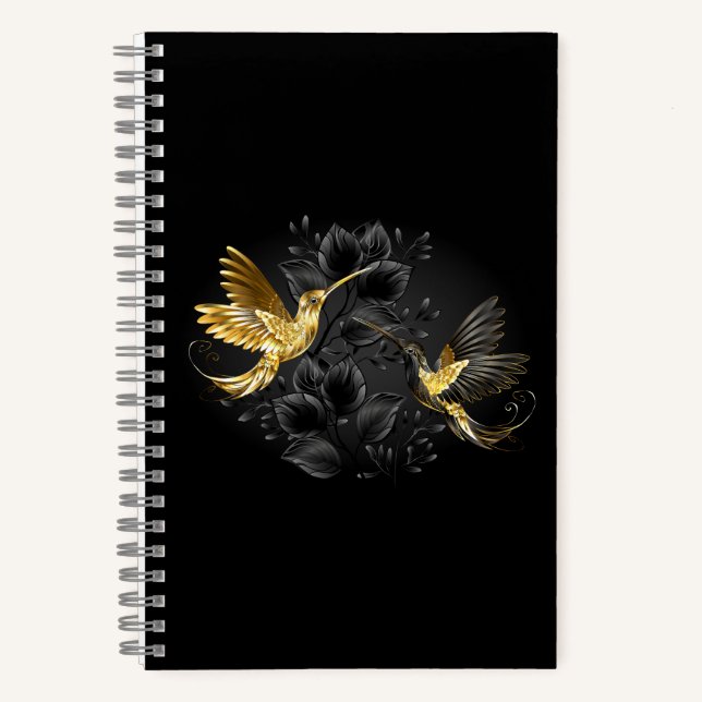 Black and Gold Hummingbird Notizbuch (Vorderseite)
