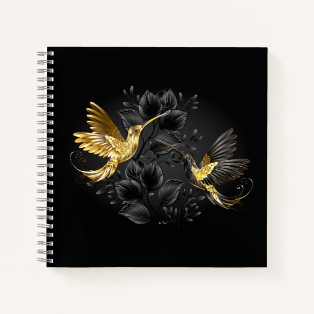 Black and Gold Hummingbird Notizbuch (Vorderseite)