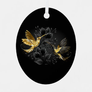 Black and Gold Hummingbird Ornament Aus Metall