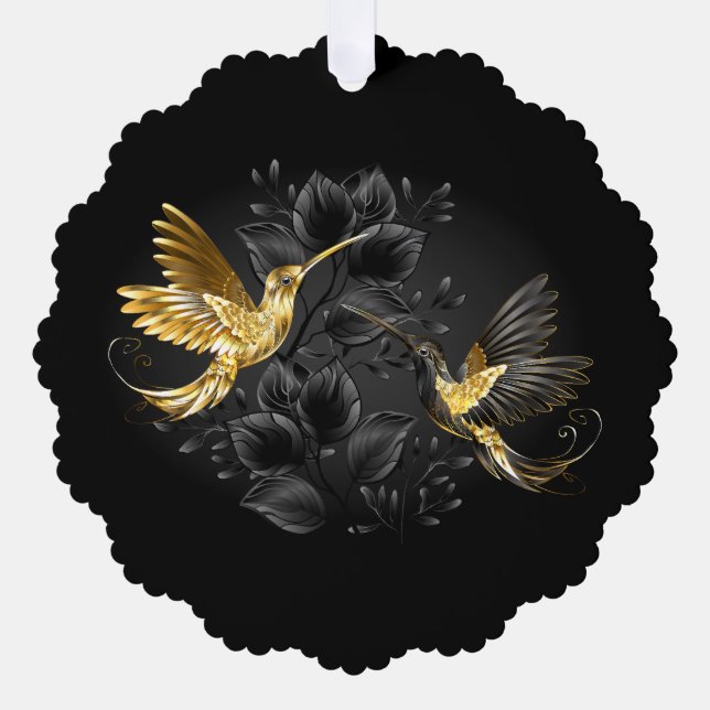 Black and Gold Hummingbird Ornament Karte (Vorderseite)