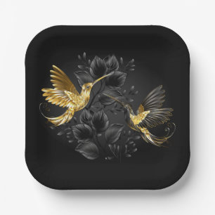 Black and Gold Hummingbird Pappteller