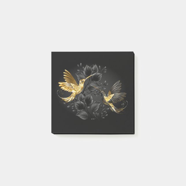 Black and Gold Hummingbird Post-it Klebezettel (Vorderseite)