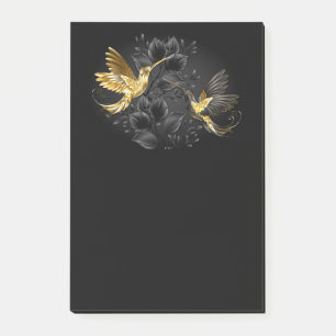 Black and Gold Hummingbird Post-it Klebezettel