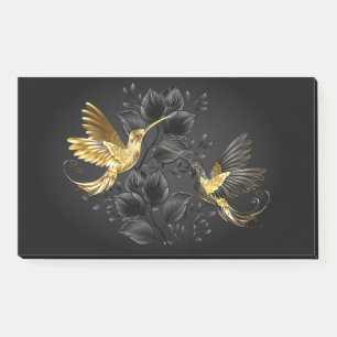 Black and Gold Hummingbird Post-it Klebezettel