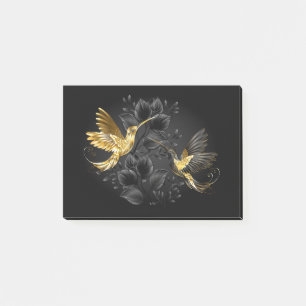 Black and Gold Hummingbird Post-it Klebezettel