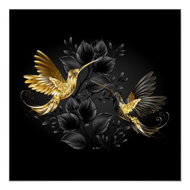 Black and Gold Hummingbird Poster (Vorderseite)