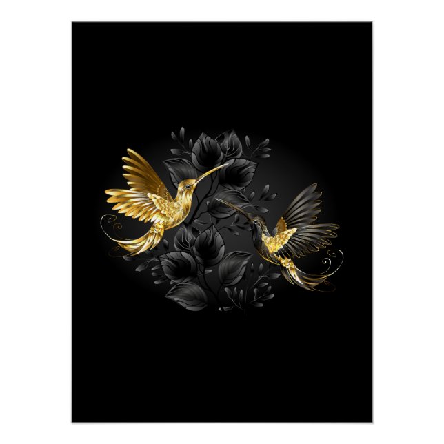 Black and Gold Hummingbird Poster (Vorderseite)