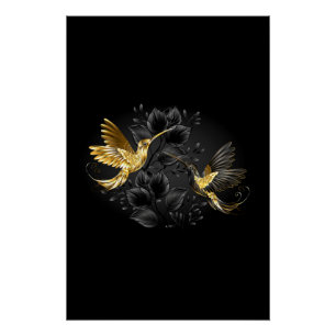 Black and Gold Hummingbird Poster