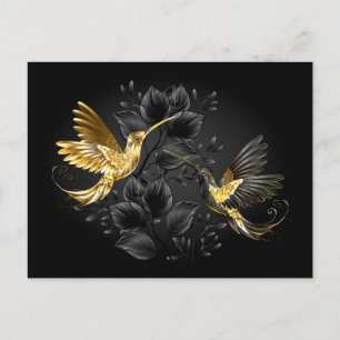 Black and Gold Hummingbird Postkarte