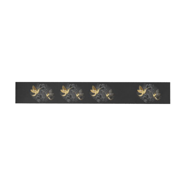Black and Gold Hummingbird Rundum-Adressaufkleber (Person)