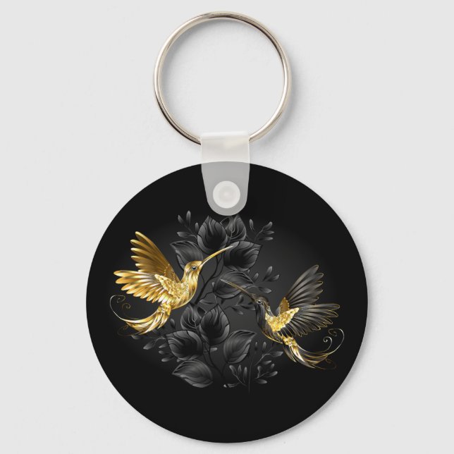 Black and Gold Hummingbird Schlüsselanhänger (Vorderseite)