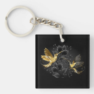 Black and Gold Hummingbird Schlüsselanhänger