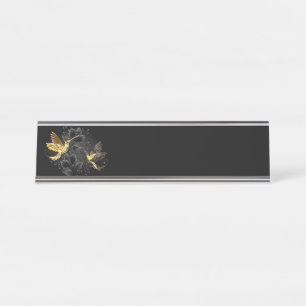 Black and Gold Hummingbird Schreibtischnamensplakette
