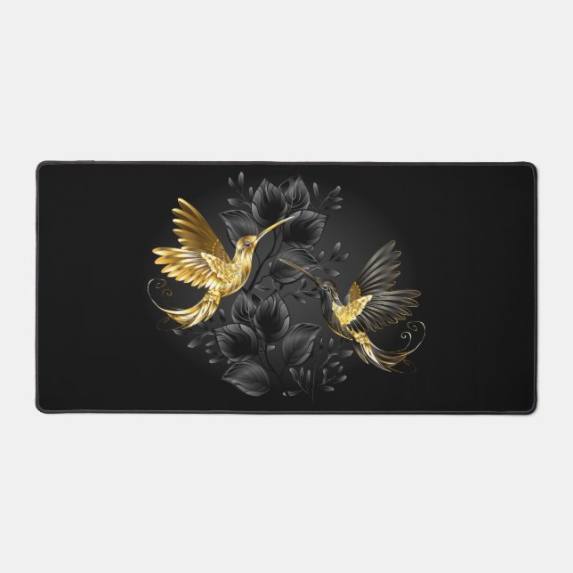Black and Gold Hummingbird Schreibtischunterlage (Vorderseite)