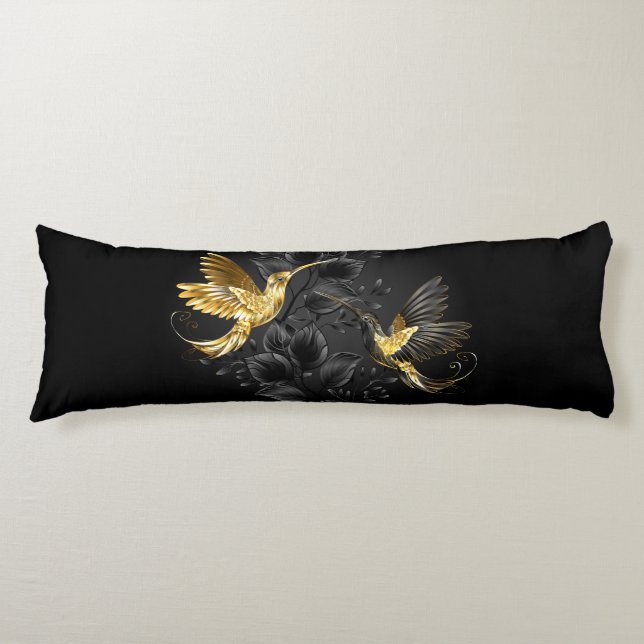Black and Gold Hummingbird Seitenschläferkissen (Vorderseite)