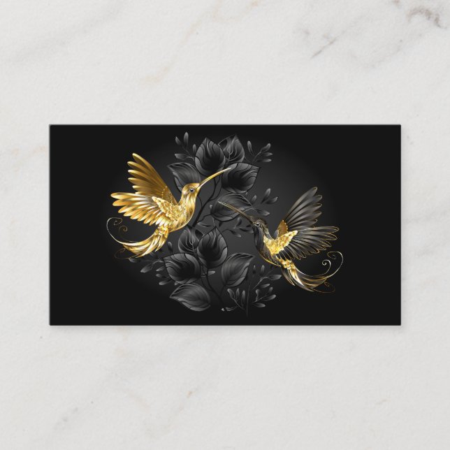 Black and Gold Hummingbird Telefonnummerkarte (Vorderseite)