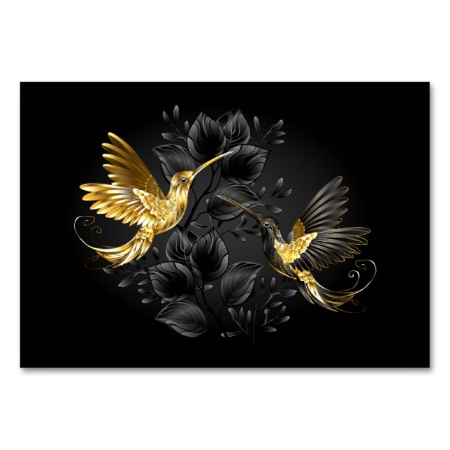 Black and Gold Hummingbird Tischnummer (Vorderseite)