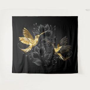 Black and Gold Hummingbird Wandteppich