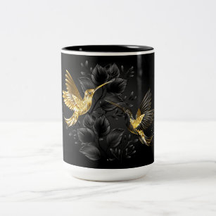 Black and Gold Hummingbird Zweifarbige Tasse