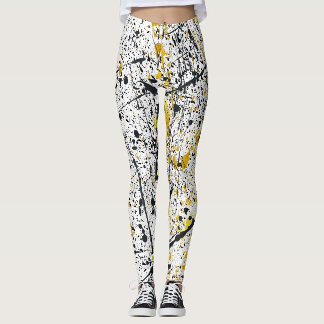 Black and gold ink strokes leggings (Vorderseite)