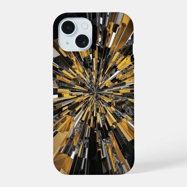 Black and Gold iPhone Protective Case 15 Hülle (Rückseite)