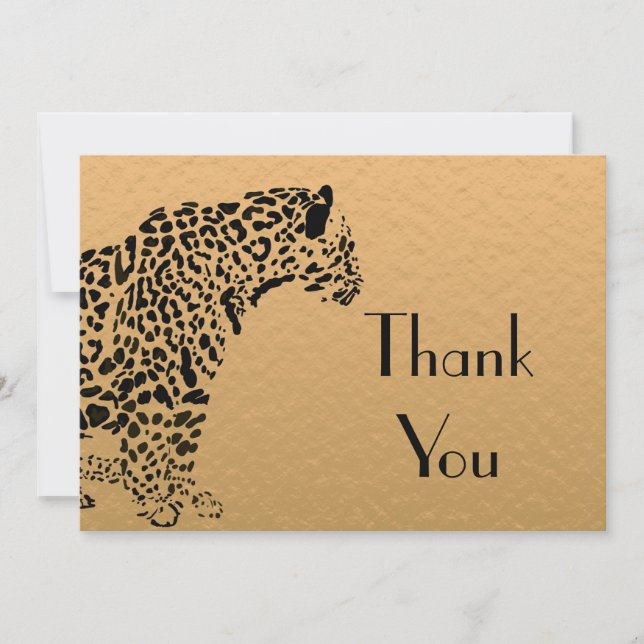 Black and Gold Jaguar Vielen Dank Dankeskarte (Vorderseite)