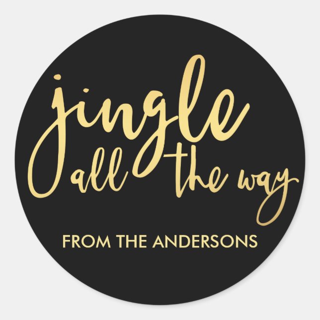 Black and Gold Jingle mit Name Runder Aufkleber (Vorderseite)