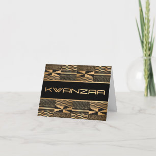 Black and Gold Kente Print "Happy Kwanzaa" Karte