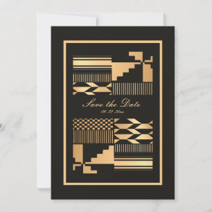 Black and Gold Kente Save The Date