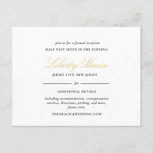 Black and Gold Lace Eleganter Script-Empfang Begleitkarte