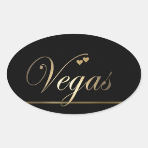 Black and Gold Las Vegas Ovaler Aufkleber