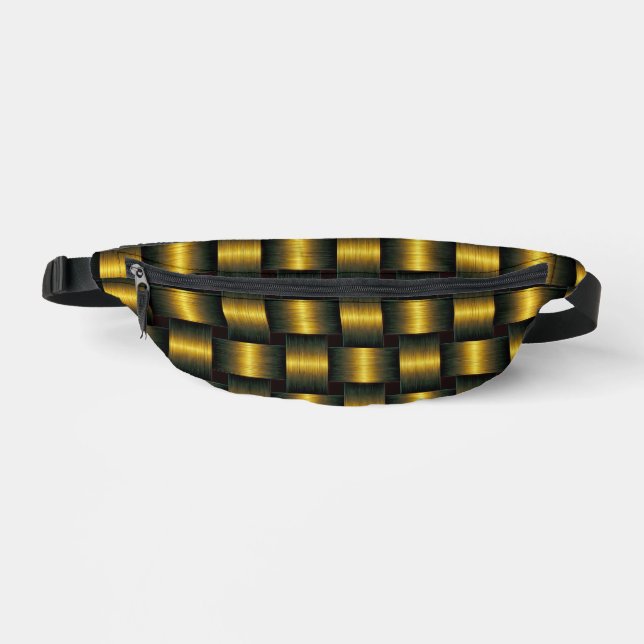 Black and Gold Lattice Design Fanny Bag Bauchtasche (Vorderseite)