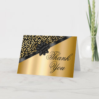 Black and Gold Leopard Shimmer Black Bow Geschenk Dankeskarte