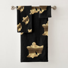 Black and Gold Look Weihnachtsbrötchen Elegant Badhandtuch Set