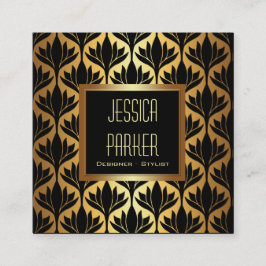 Black and Gold Lotus Blume Square Business Card Quadratische Visitenkarte