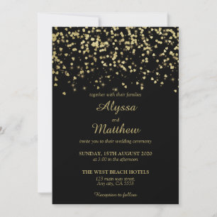 Black and Gold Luxury Confetti Elegante Hochzeit Einladung