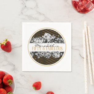 Black and Gold Luxury Personalisiert 50 und fabelh Serviette