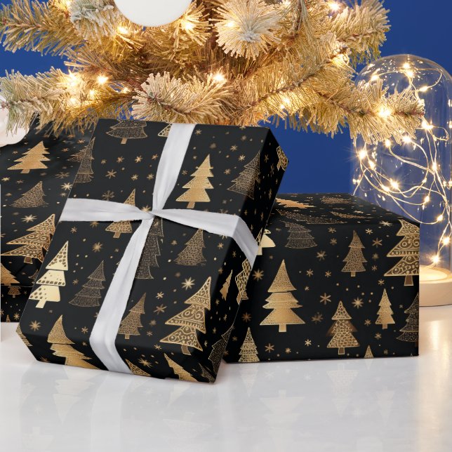 Black and Gold Luxus Weihnachten Geschenkpapier (Feiertage)