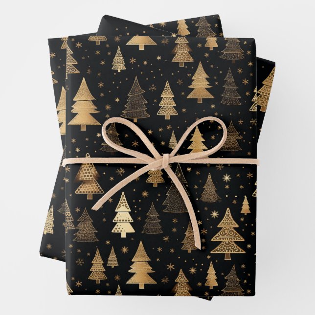 Black and Gold Luxus Weihnachten Geschenkpapier Set (Beispiel)
