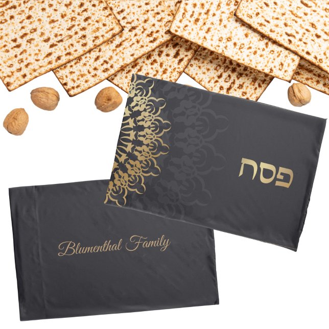 Black and Gold Mandala Hebrew Pesach Pessach Kissenbezug (Von Creator hochgeladen)