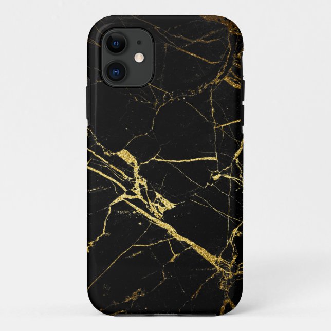Black and Gold Marble Case-Mate iPhone Hülle (Rückseite)