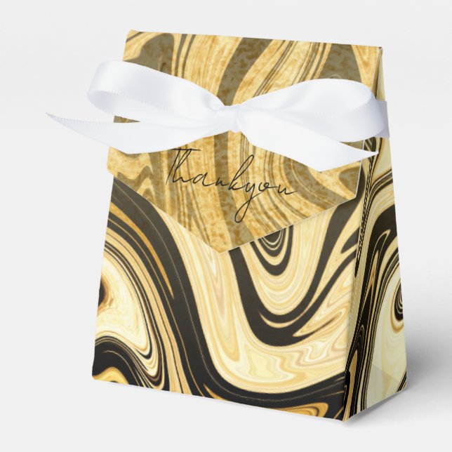 Black and Gold Marmor Vielen Dank Geschenkschachtel (Vorderseite)