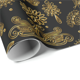 Black and Gold Mehndi Geschenkpapier